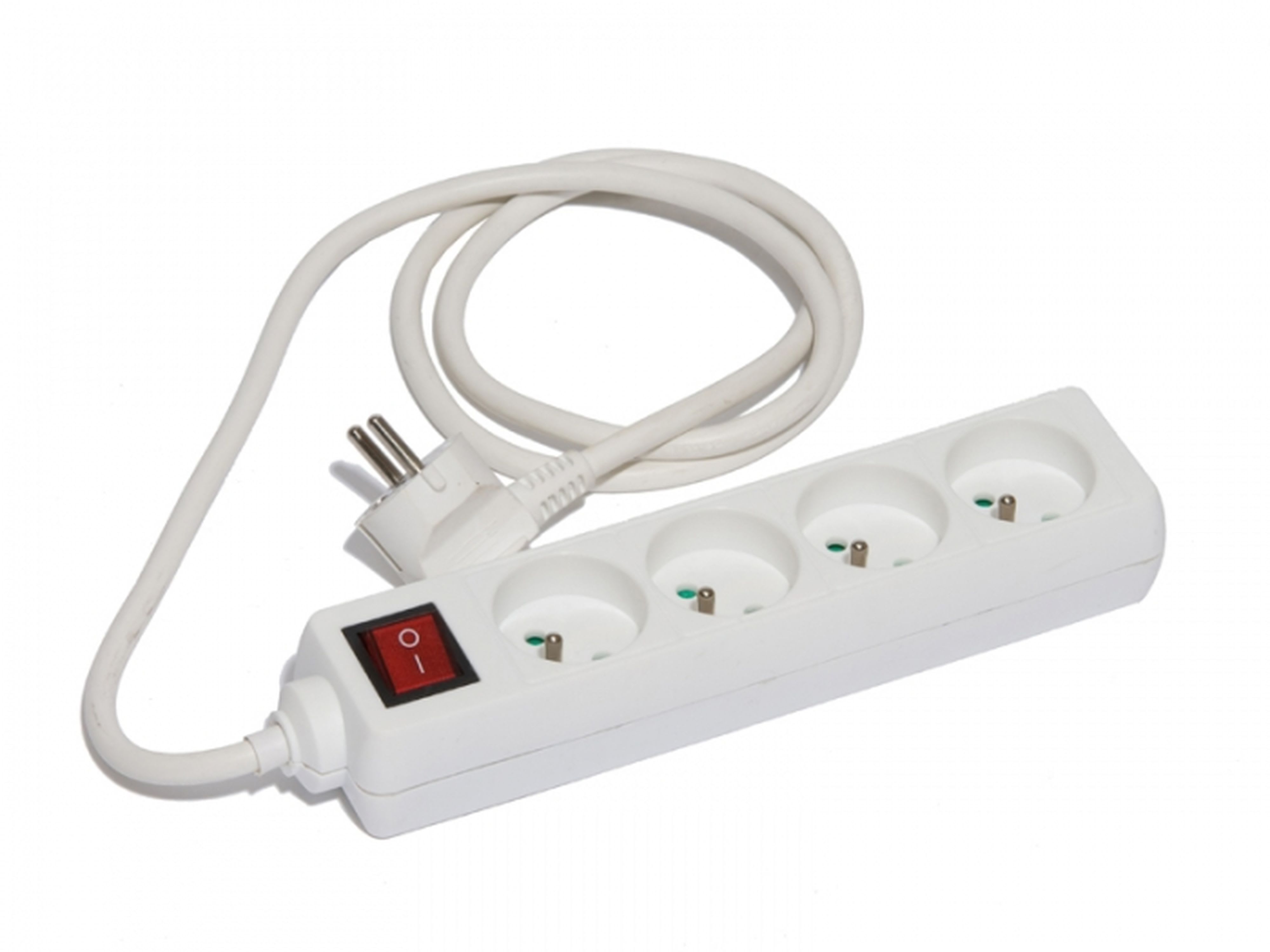 CEBA - Bloc 4 prises domestique blanc + interrupteur - 1,5m de câble HO5VVF 3G1 - IP20
