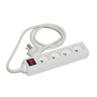 CEBA - Bloc 4 prises domestique blanc + interrupteur - 1,5m de câble HO5VVF 3G1 - IP20