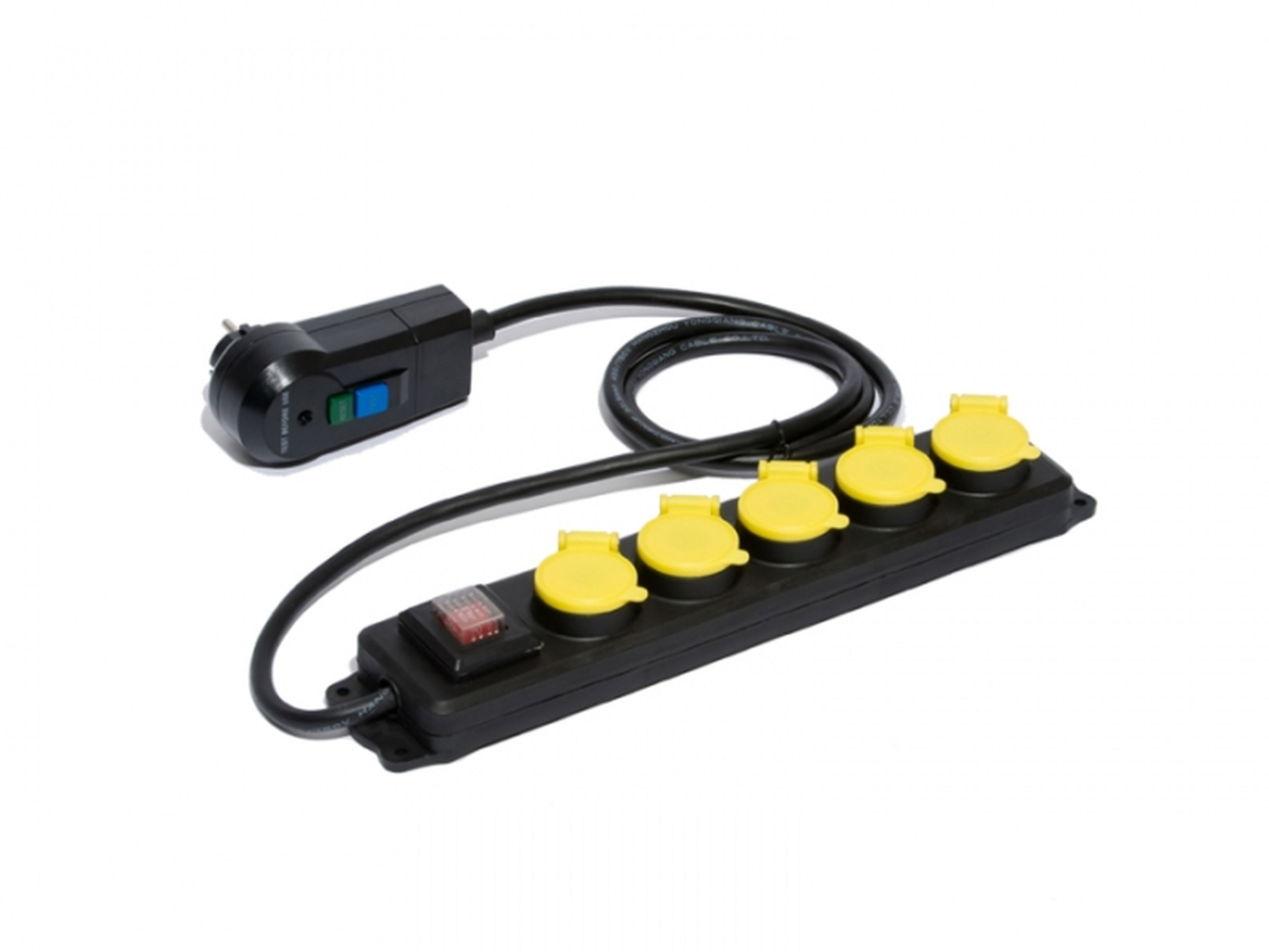 CEBA - Bloc 5 prises PRO à clapet 16A 250V - interrupteur lumineux marche-arrêt - 1,5m