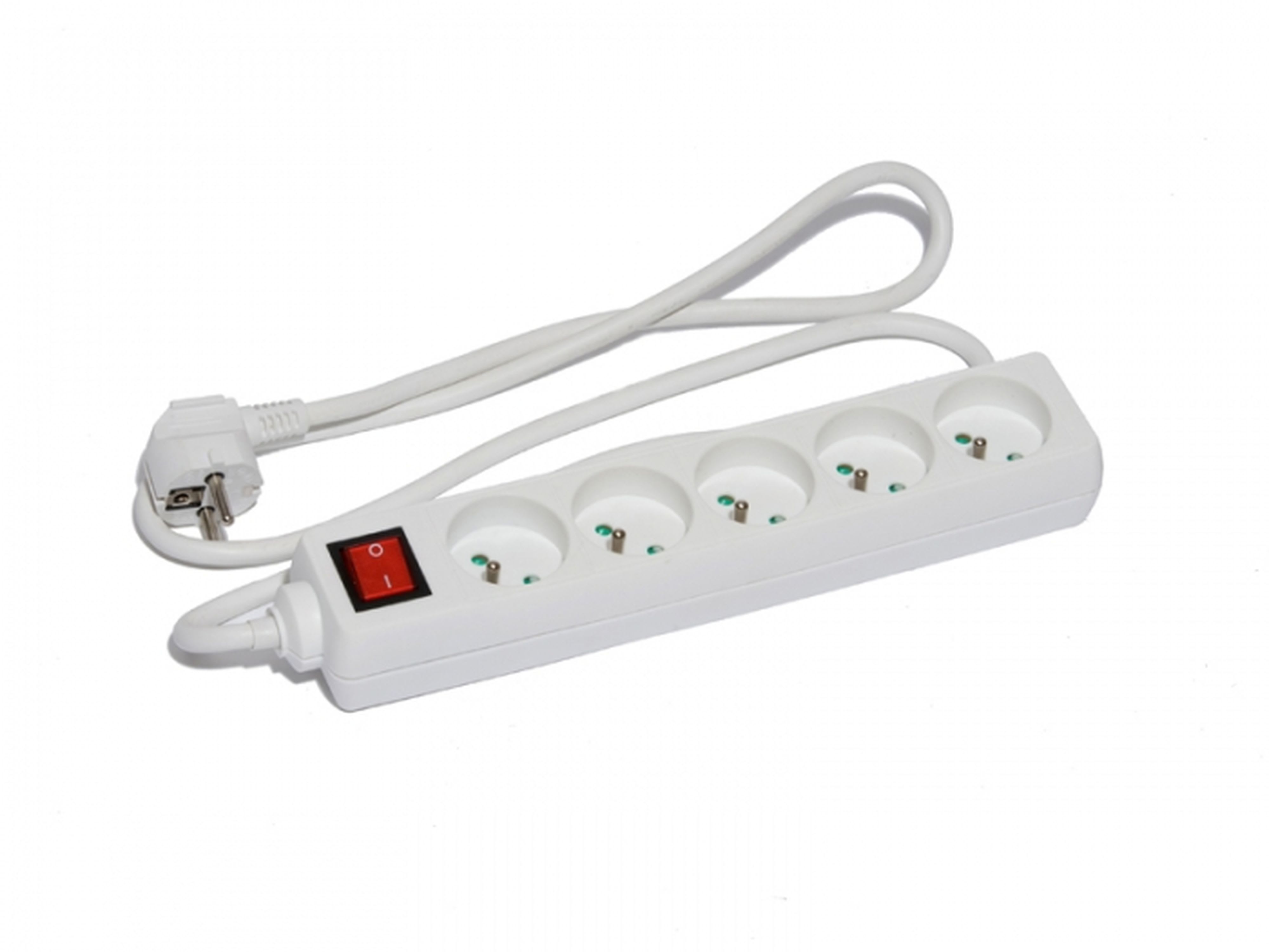 CEBA - Bloc 5 prises domestique blanc + interrupteur - 1,5m de câble HO5VVF 3G1 - IP20