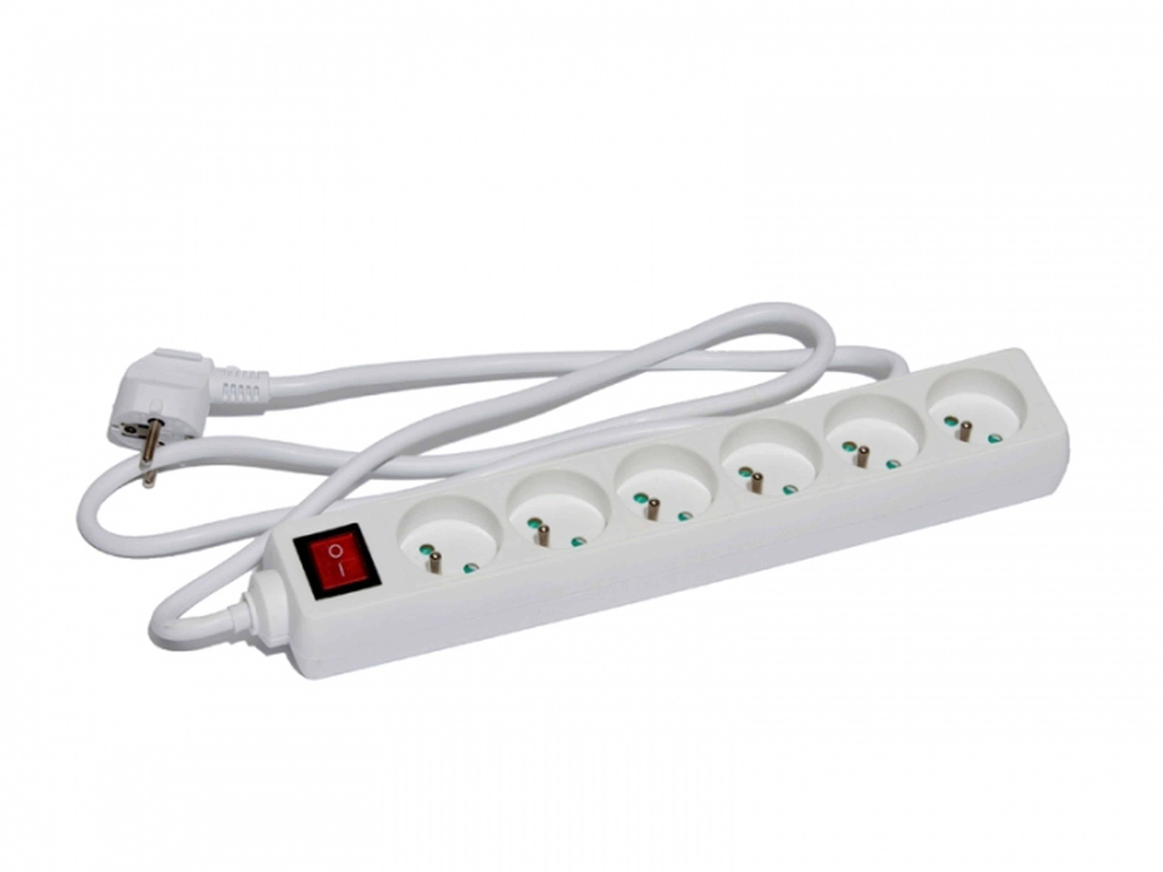 CEBA - Bloc 6 prises blanc avec interrupteur - 1,5m de câble HO5VVF 3G1 - IP20