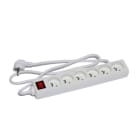 CEBA - Bloc 6 prises blanc avec interrupteur - 1,5m de câble HO5VVF 3G1 - IP20