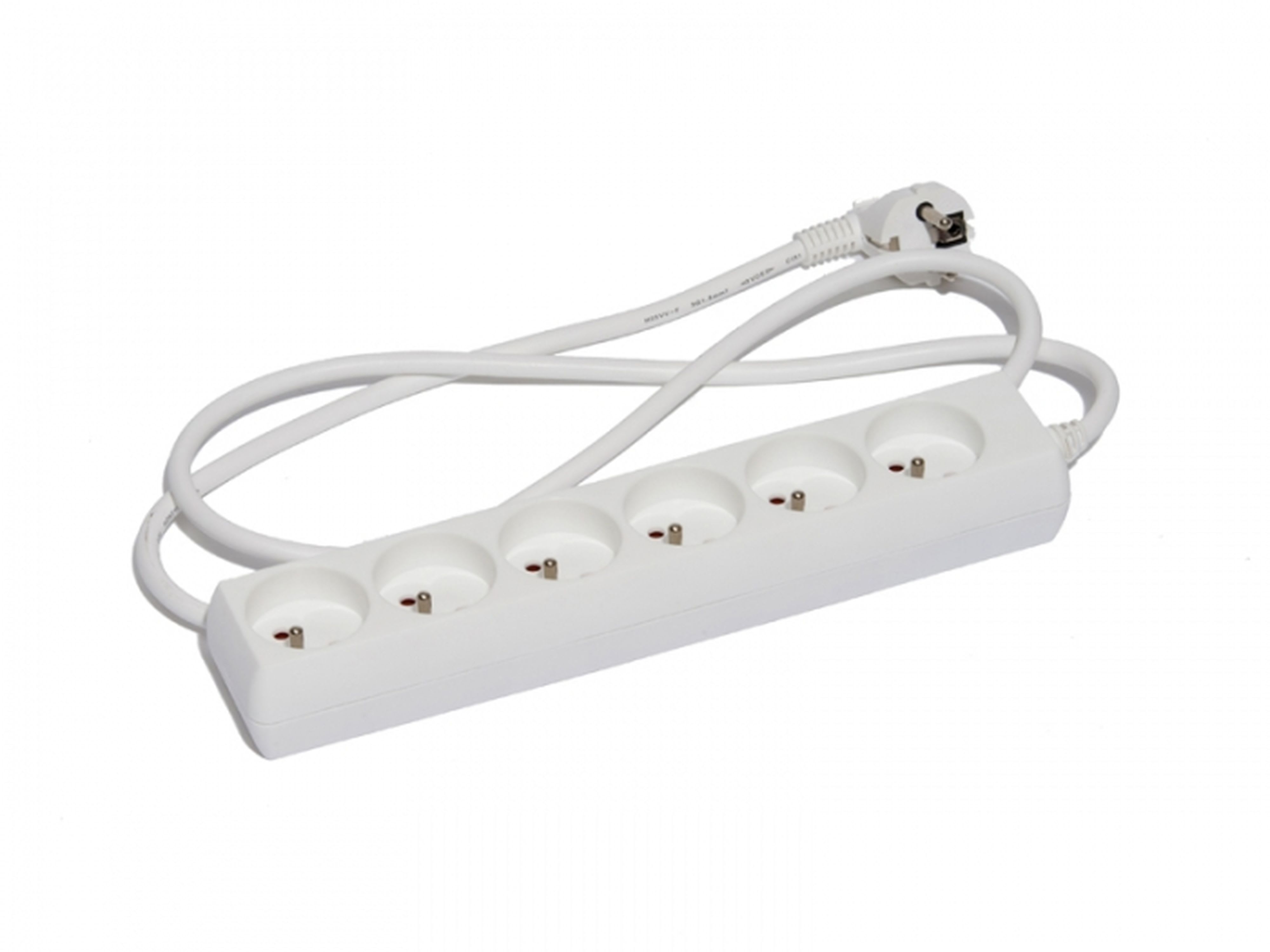 CEBA - Bloc 6 prises domestique blanc - 1,5m de câble HO5VVF 3G1 - IP20