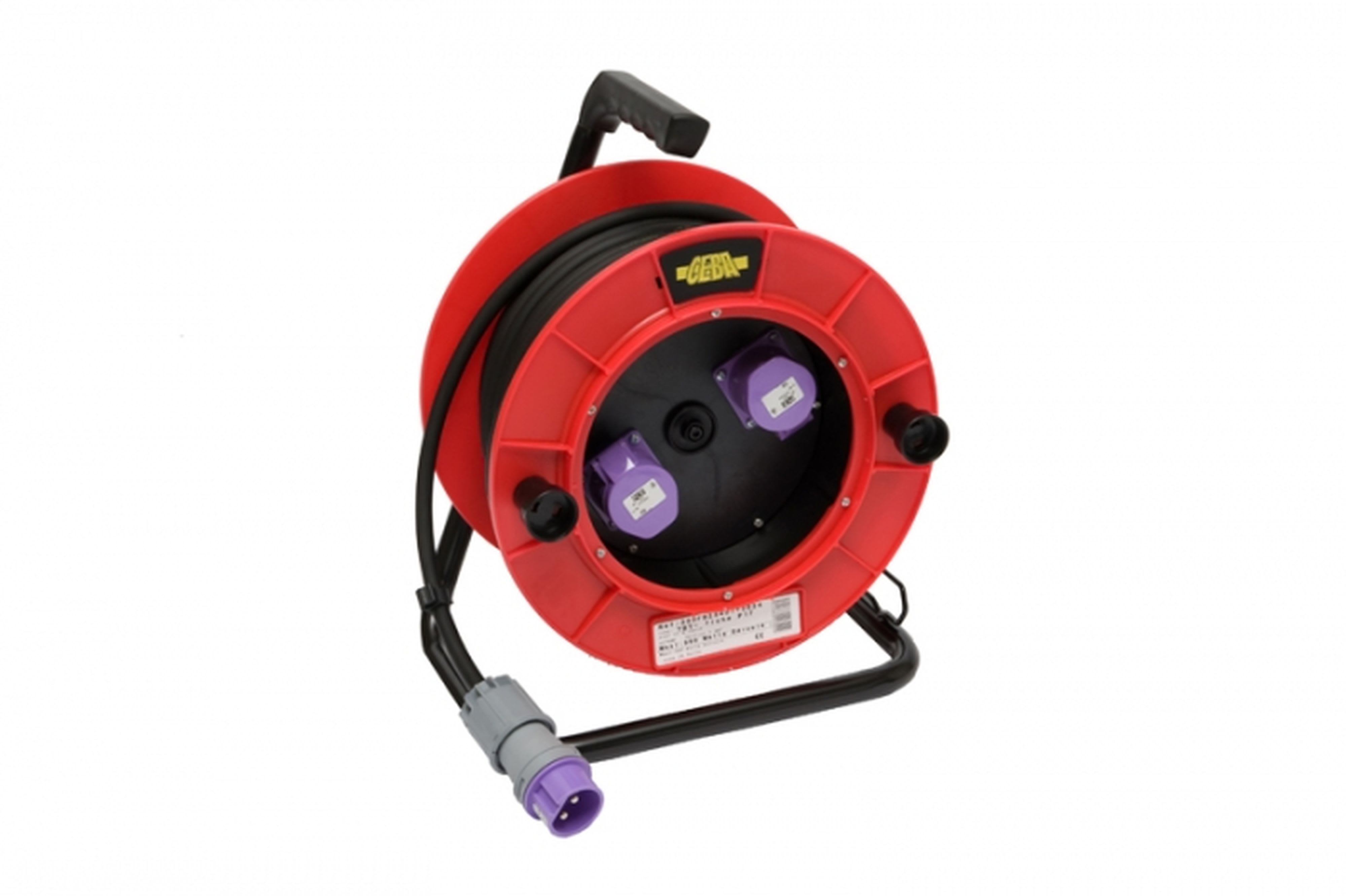 CEBA - Enrouleur électrique 2 socles P17 à clapet - 25m câble HO7RNF 2x4 16A - 24V