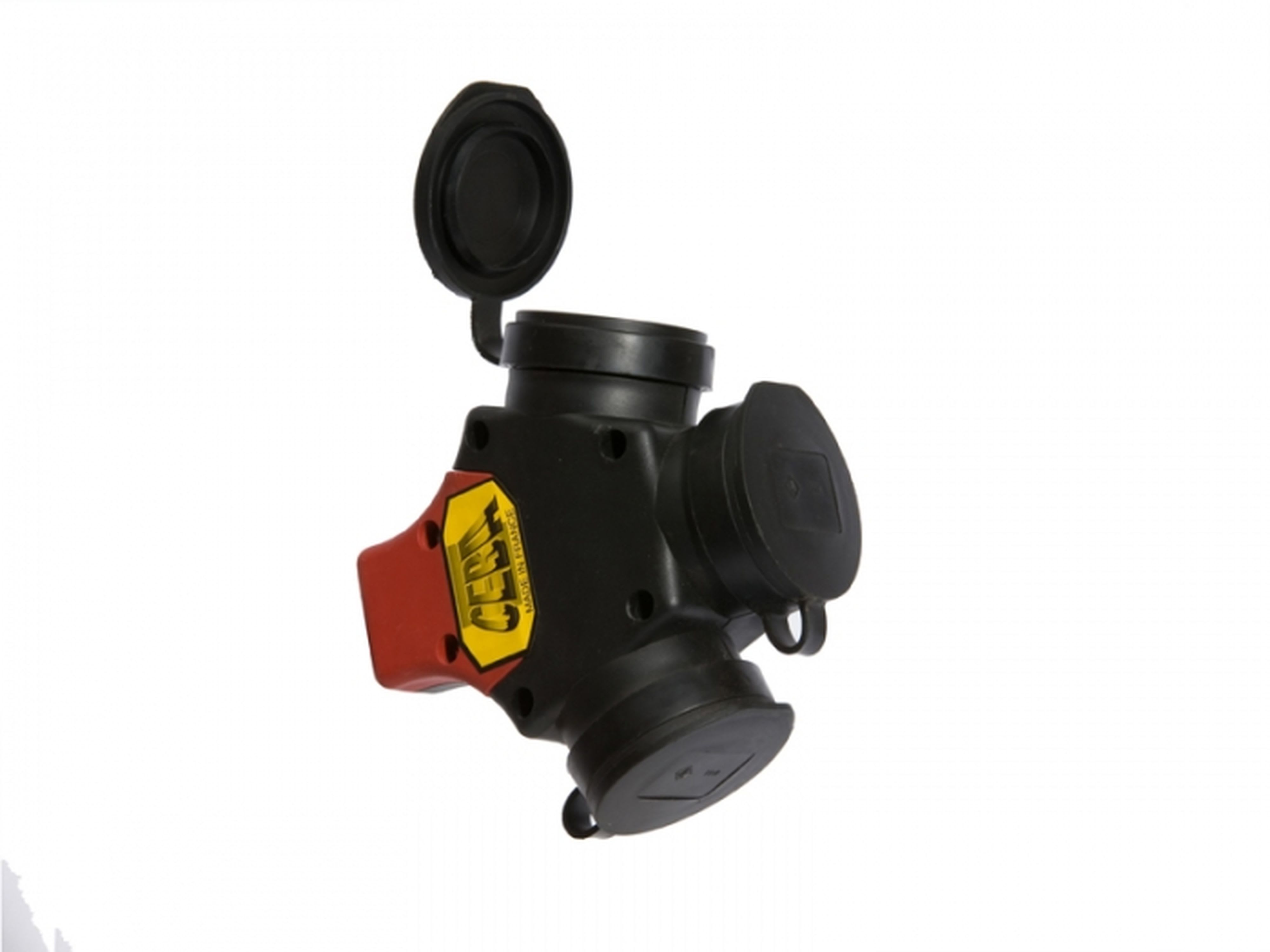 CEBA - Prise triple à clapet 16A 250V 2P+T NF - caoutchouc - pour câble 3G1,5 et 3G2,5