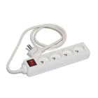 CEBA - Bloc 4 prises domestique blanc + interrupteur - 1,5m de câble HO5VVF 3G1 - IP20