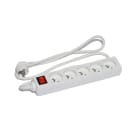 CEBA - Bloc 5 prises domestique blanc + interrupteur - 1,5m de câble HO5VVF 3G1 - IP20