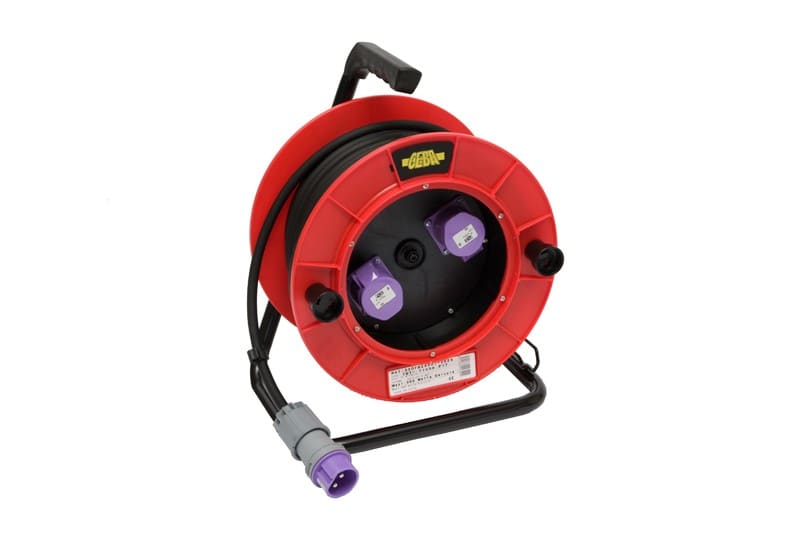 CEBA - Enrouleur électrique 2 socles P17 à clapet - 25m câble HO7RNF 2x4 16A - 24V