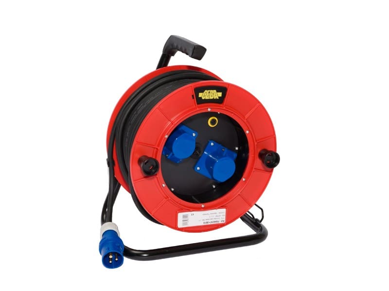 CEBA - Enrouleur électrique 2 socles P17 à clapet - 40m câble HO7RNF 4G2,5 16A - 415V