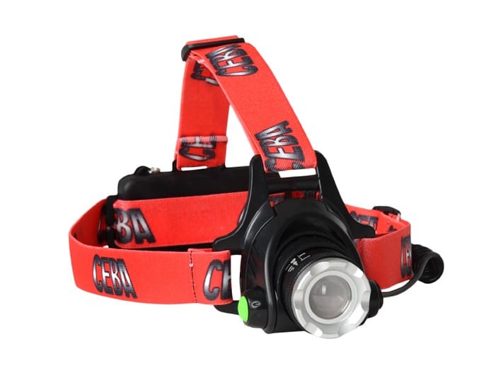 CEBA - Lampe frontale 1 LED 10W - portée d'éclairage 250m - fonctionne avec 2 batteries