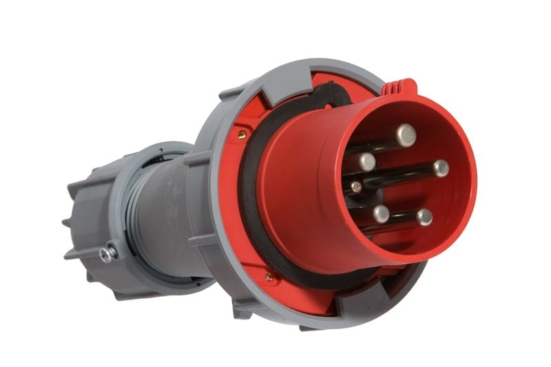 CEBA - Fiche mâle 415V - 3P+T + PILOT - 63A - norme CEE17 - caoutchouc dur - IP67