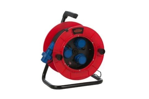 CEBA - Enrouleur électrique 3 prises à clapet NF IP66 - 25m HO7RNF 3G2,5 - guide câble