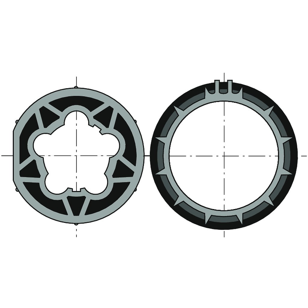 Somfy - Jeu roue et couronne Ø50 pour tube 63 x 1,5 clip dur