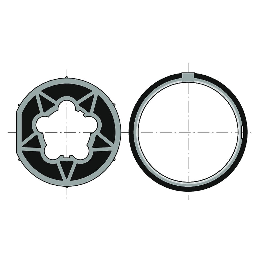 Somfy - Roue+couronne d60 tube 70x1.5 clip dur