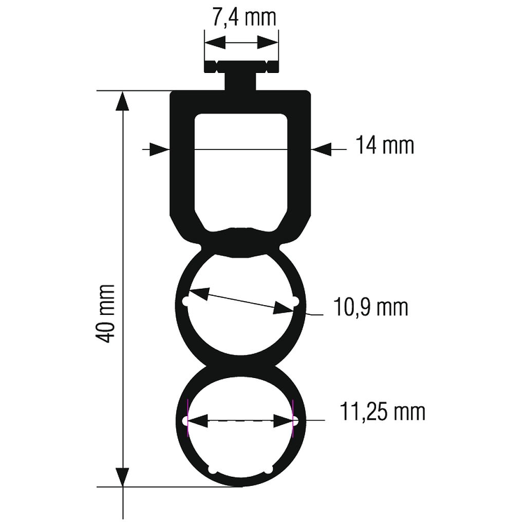 Somfy - Caoutchouc optique 3 ch (50m) -7,4mm pour barre palpeuse