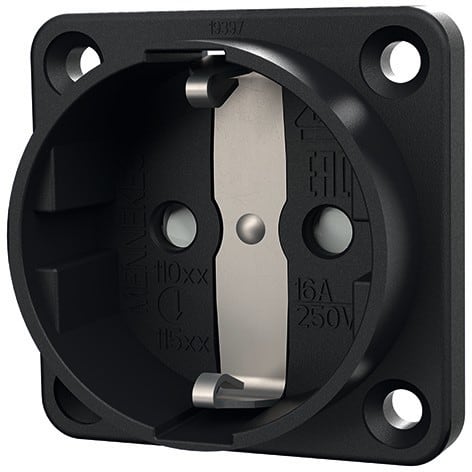 MENNEKES ELECTROTECHNIQUE FRANCE - Prise Schuko 16A2P+E 230V  semi-encastréee noir, IP20