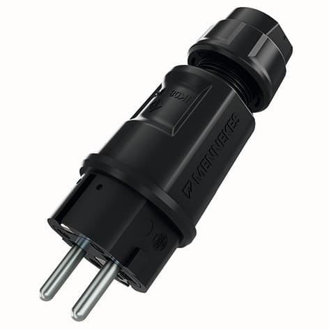 MENNEKES ELECTROTECHNIQUE FRANCE - Fiche SCHUKO 16A 2p+PE 230V IP54   raccordement  vis normes DE et FR/BE  noir
