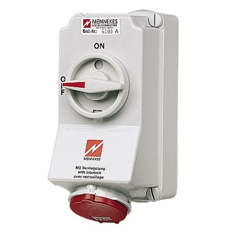 MENNEKES ELECTROTECHNIQUE FRANCE - SOCLE de PRISE SAILLIE . 16A 5P 400V VERROUIL.DUO  IP44