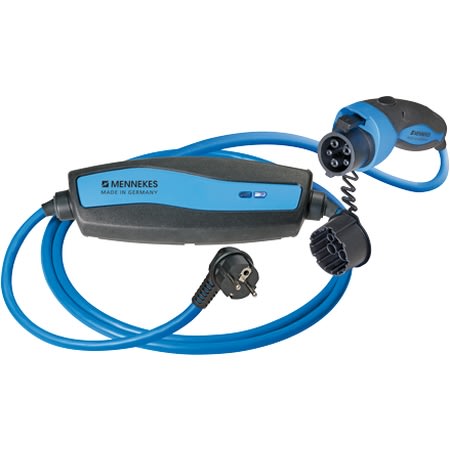 MENNEKES ELECTROTECHNIQUE FRANCE - Câble de recharge 8M (Mode2), 13A 1P+N+T avec moduleIC-CPD, fiche NF 13A (0,30m)