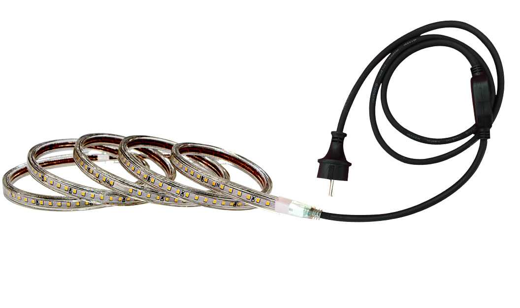 Trajectoire Eclairage - RUBAN 50M 230V 8W-M 6500K AVEC FICHE 2P+T (NON SECABLE)