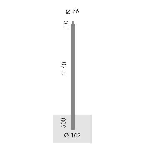 Simes - Accessoire POLE D102 SPIGOT D76 H3.16FT ANT
