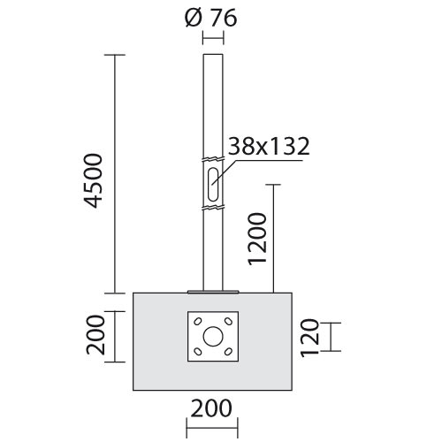 Simes - Accessoire POLE D.76 W/FL.H.4,5M O.E.+PORT.gris aluminium