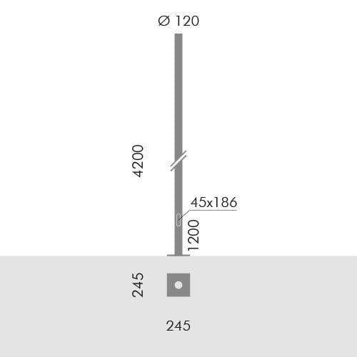 Simes - Accessoire POLE D.120W/FL.H.4,2M O.E.+PORT.gris aluminium