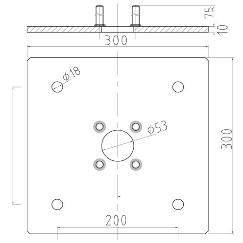 Simes - Accessoire SQUARED FLANGE FOR PARK POLE gris aluminium
