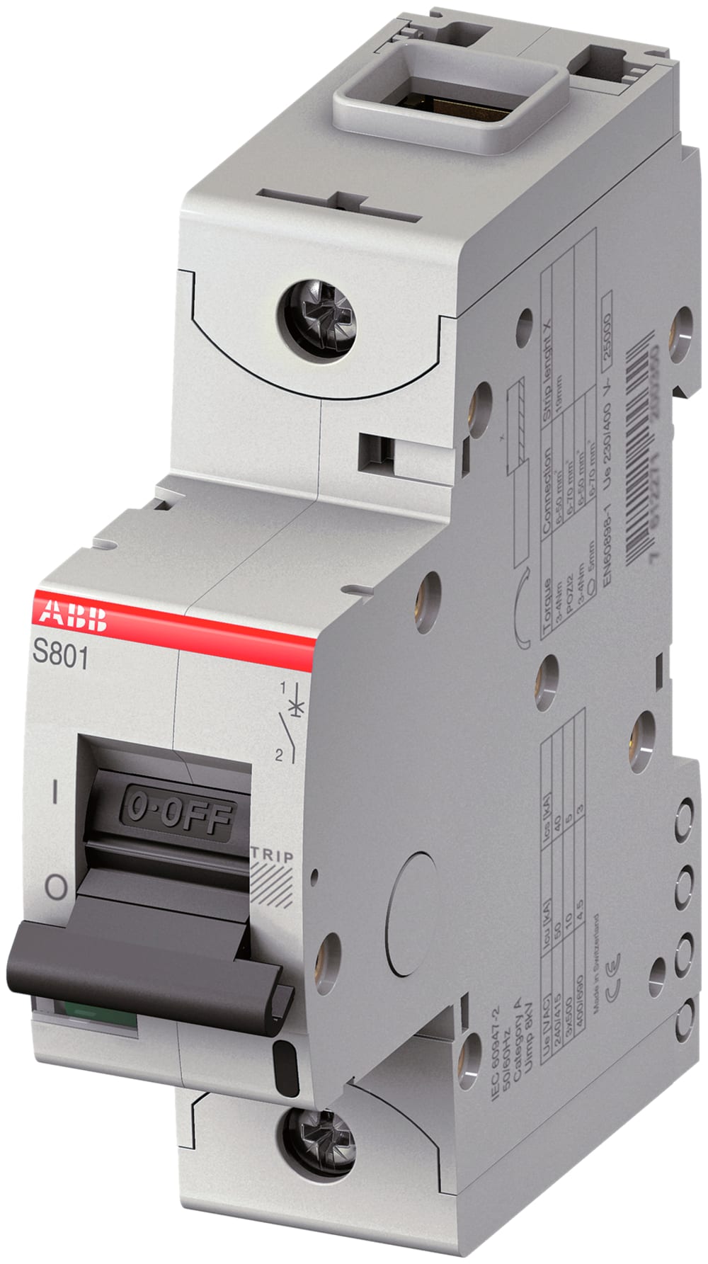 ABB - S800S Disjoncteur modulaire - 1P - 10A - Cbe B -Icu 50kA (1,5 module) - Vis