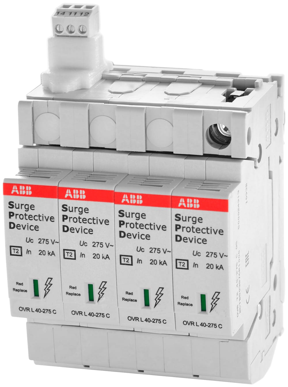 ABB - Parafoudre OVR prSMISSLINE-OVR 4 Pôles-T2 Imax 40kA-Uc275V-Débro.TNS/TT-Cont.TS