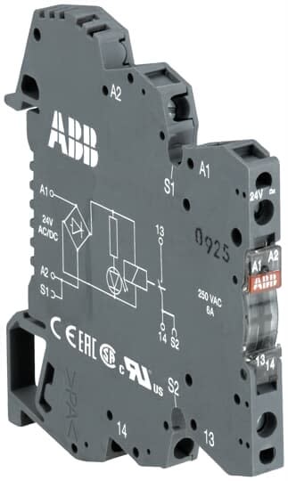ABB - RBR121A-48-60VAC/DC Rel d'Interface R600 1C/O,A1-A2=48-60VAC/DC,250V/10Ma-6A,Led