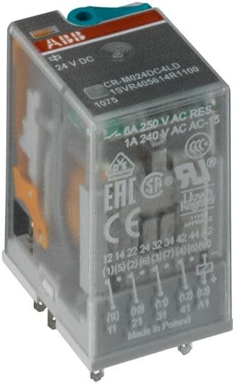 ABB - Relais Miniature débrochable LED et Dio de 24VDC 4rt 250V 6A