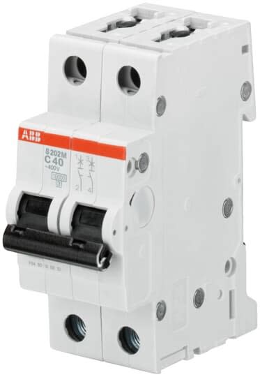 ABB - S200M Disjoncteur modulaire- 2P - 1,6A-Cbe C -10000A/15kA (2 modules)-peignable