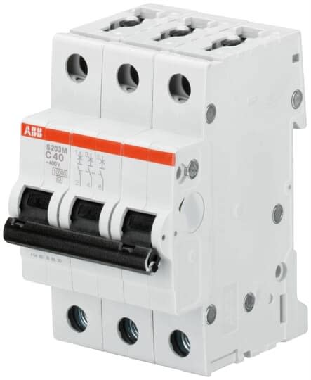 ABB - S200M Disjoncteur modulaire- 3P - 1A - Cbe K -10000A/15kA (3 modules)-peignable