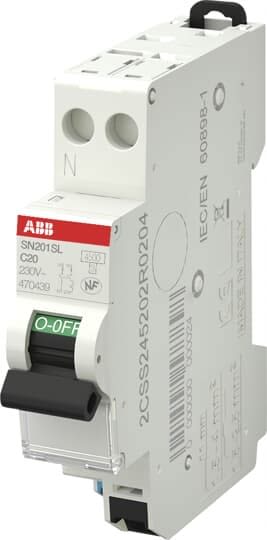 ABB - SN201SL Disjoncteur modulaire - 1P+N - 20A - courbe C- 4500A/6kA-peignable-Auto