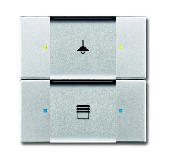 ABB - Poussoir 2 TouchesMultifonctions Aluminium Argent