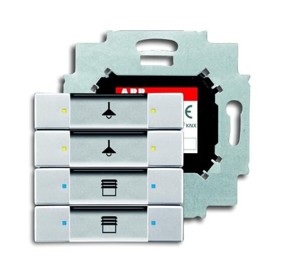 ABB - Poussoir 4 Touches Bcu Intégrée Aluminium Argent