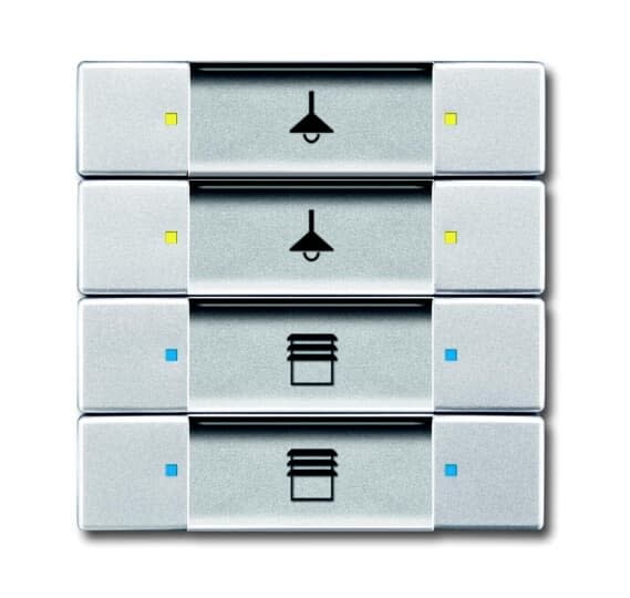 ABB - Poussoir 4 Touches Multifonctions Aluminium Argent