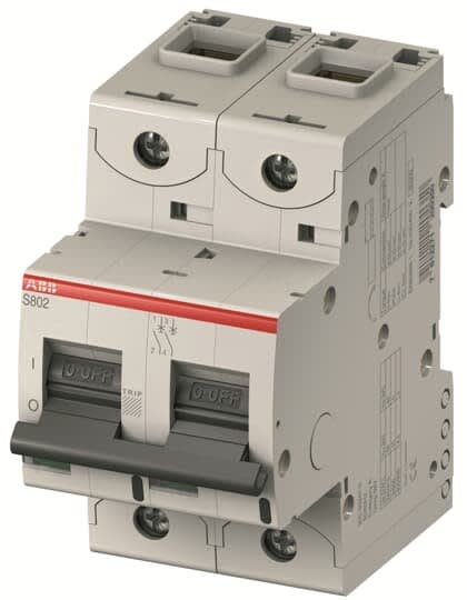 ABB - Disjoncteur S802N 2P 100A Courbe C Raccordement à vis - 36KA (3Modules)