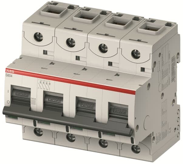 ABB - Disjoncteur S804C 4P 100A Courbe K Raccordement a vis - 25KA (6Modules)