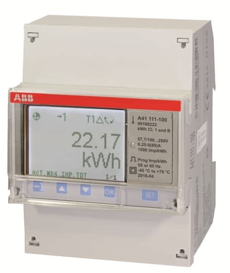 ABB - Compteur A41 Monophase Mesure Directe 80A Steel Mid