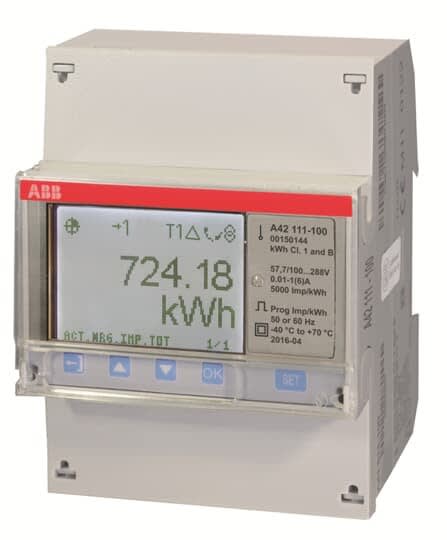 ABB - Compteur A42 Monophase Mesure InDirecte 6A Steel Mid
