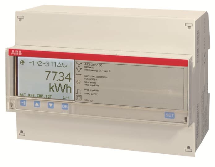 ABB - Compteur A43 Triphase Modbus Mesure Directe 80A Silver Mid