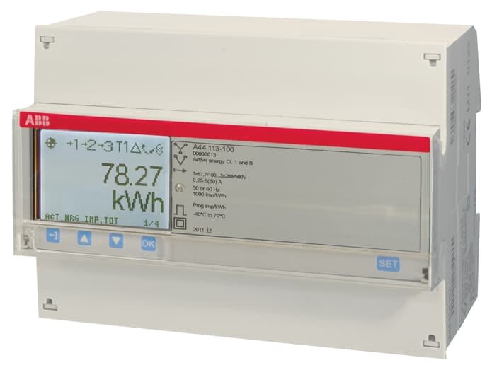 ABB - Compteur A44 Triphase Mbus Mesure InDirecte 6A Steel Mid