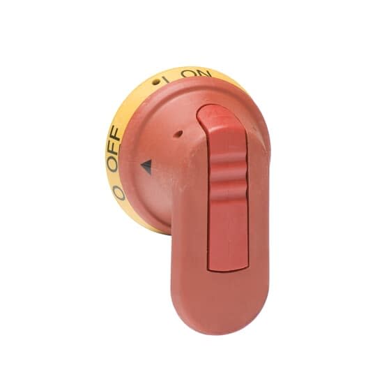 ABB - Poignée Pistolet Rouge/Jaune 65mm pour Axe 6mm Latéral