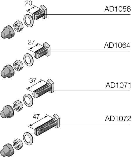 ABB - Vis M8 L = 20mm pour barre profilé avec capuchons de vis (12 pcs)