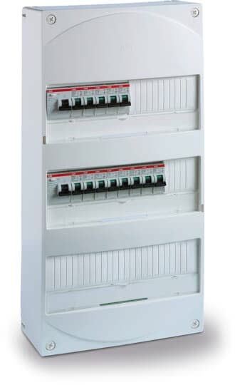 ABB - TABPC3RAUTO Tableau électrique Précâblé 3 Rangées 2xID63A-13 Disj. 4.5kA Auto