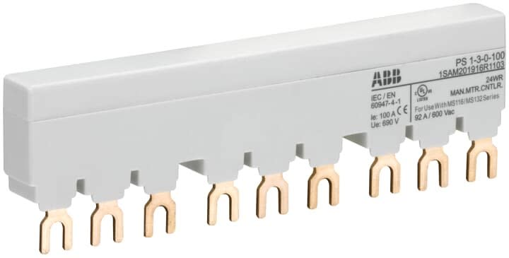 ABB - Peigne d'alimentation 100A Max pour 3 MS116/132 sans contact auxilliaire