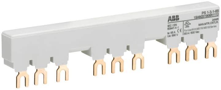ABB - Peigne d'alimentation 65A Max pour 3 MS116-MS/MO132 avec 1 contact auxilliaire