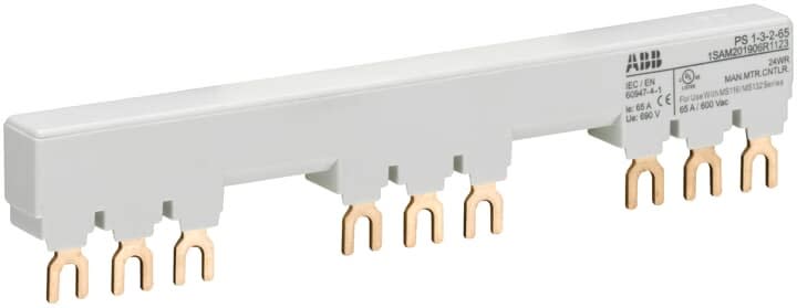 ABB - Peigne d'alimentation 65A Max pour 3 MS116-MS/MO132 avec 2 contacts auxilliaires